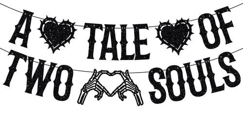 LOVELY BITON A Tale of Two Souls Halloween Wedding Banner Black Paper by Deal US