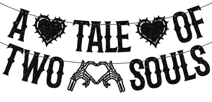 LOVELY BITON A Tale of Two Souls Halloween Wedding Banner Black Paper by Deal US