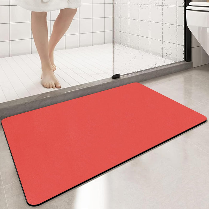 PROOVEELLY Diatomaceous Earth Bath Mat Non Slip Quick Dry Red 15.7x35.4 by Deal US