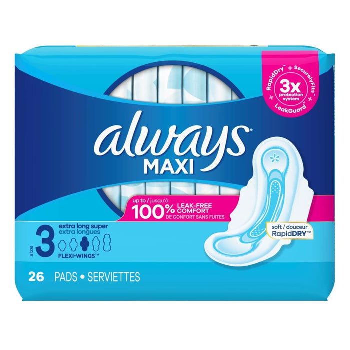 Always Maxi Size 3 Extra Long Super Absorbency 6x26ct by Pasteur Pharmacy