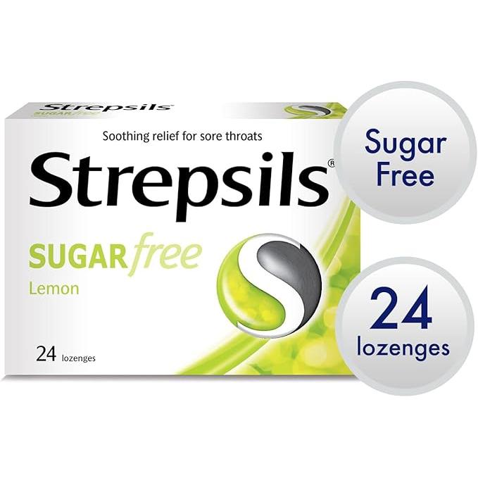 Strepsils Citron Lozenges Sugar Free Sore Throat Relief Pack of 24 by Pasteur Pharmacy