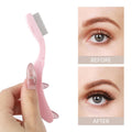 5 Pack Folding Eyelash Comb, Eyelash Separator Tool Eyebrow Comb Metal Teeth Professional Tool for Lash Brow, Pink