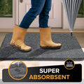 Mibao Front Door Mat Non-Slip Waterproof 35.5x59in Dark Grey TPR Backing by Deal US