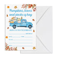 YGRBXJZD Fall Pumpkin Birthday Invitations Blue Truck 4x6 20 Sets Colorful by Deal US
