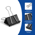 Eclirgan Large 1.9-Inch Heavy-Duty Black Binder Clips 48-Pack by Deal US