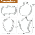 JOB JOL Halloween Cookie Cutters 4 PCS Ghost Pumpkin Bat Skull 3.5-4.5" by Deal US