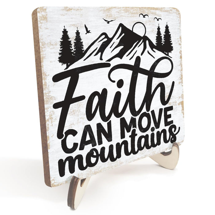 Inspirational Wood Sign Rustic Desk Decor Home Office Work Desk Accessories Decorative Motivational Christian Gifts Religious Bible Verse Faith Decorations Office Supplies Cubicle Decor Table Plaque