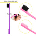 WENDIOMA 6Pack Edge Control Brush For Black Women,Double Sided Hair Comb,Flyaways & Sleek Ponytail Styling,Hair Accessories For Girls (3 Pink +3 Purple)