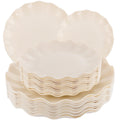 LIYH 24 Pcs Plastic Plates Reusable Scalloped Beige BPA Free 12 Guests by Deal US
