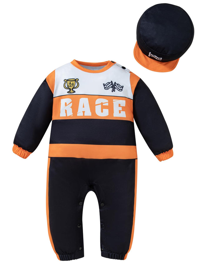 Yruiz Toddler Halloween Race Car Driver Costume Outfit Hat Orange Size 18-24M by Deal US