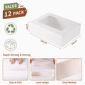JCD 12pcs Cake Boxes 14x10x4in White Bakery Window Quarter Sheet by Deal US