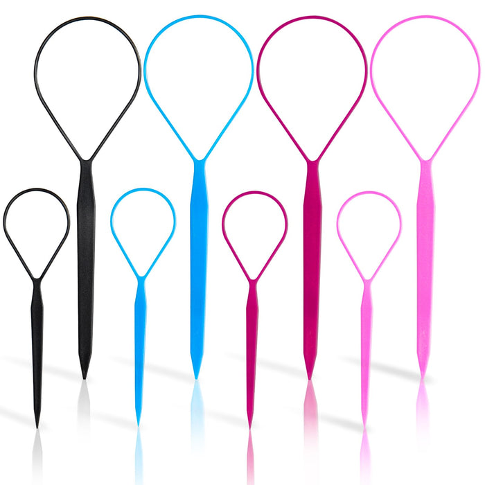 Topsy Tail Hair Tool Set, Ponytail Maker Loop Styling Tools, 2 Sizes, Multicolor, 8 Piece