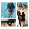 Tumhug Women's High Waist Bikini Set Crop Top Boy Shorts Black Size L by Deal US