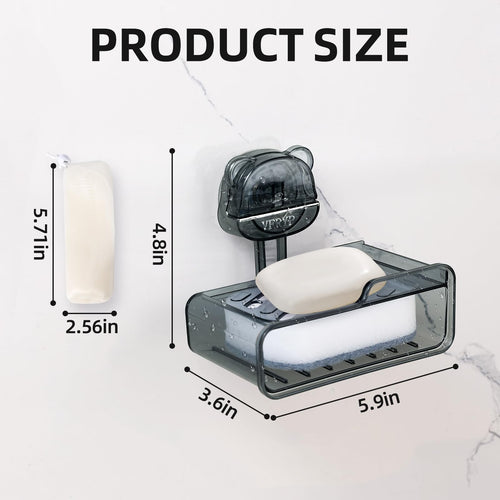 PUOPOSTY 2-Tier Soap Dish with Strong Suction Cup Black 1PCS Shower Holder by Deal US
