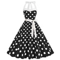 HAPNBCELE Vintage 1950s Halter Polka Dot Dress Black Size X-Large by Deal US