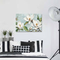 Prime Leader Vintage Framed Canvas Art White Magnolia Flower 12x18 by Deal US
