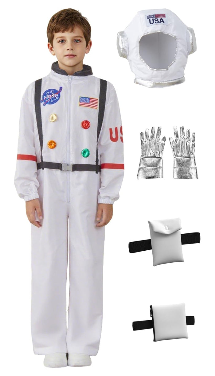 KIMI HOUSE Kids Astronaut Costume Space Suit Boys Girls White Size 7-9Y by Deal US
