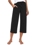 RESHE Womens Capri Pants Wide Leg Drawstring Lounge Yoga Navy Size S by Deal US
