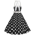 HAPNBCELE Vintage 1950s Halter Polka Dot Dress Black Size X-Large by Deal US