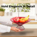 SPRINGBOW 10" Ruby Red Tempered Glass Fruit Bowl with Ripple Pedestal by Deal US
