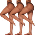 DUCMODA 3 Pairs Women's Sheer High Waist Tights 15D Cedar Brown Size S by Deal US
