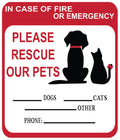 in Case of Fire Or Emergency Please Rescue Our Pets 5 Inch Front Door Window Alarm Alert Animal Pet Dog Cat Kitten Bird Rabbit Rescue House Home RV Safety CS1414-2PK