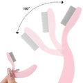 5 Pack Folding Eyelash Comb, Eyelash Separator Tool Eyebrow Comb Metal Teeth Professional Tool for Lash Brow, Pink