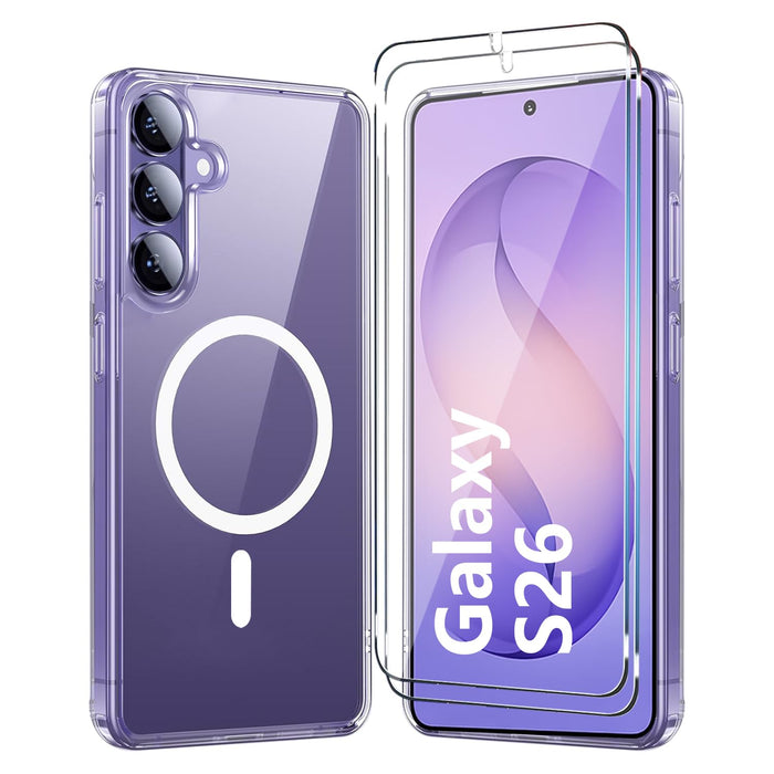 for Samsung Galaxy S26 Case Clear,Magnetic S26 Case with Screen Protector X2 [Co