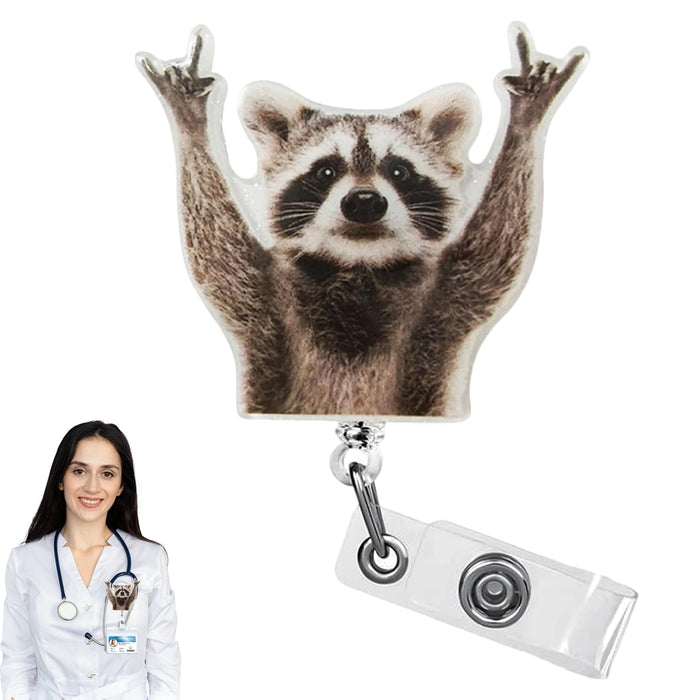 Generic Funny Raccoon Retractable Acrylic Alligator Badge Reel Clip by Deal US