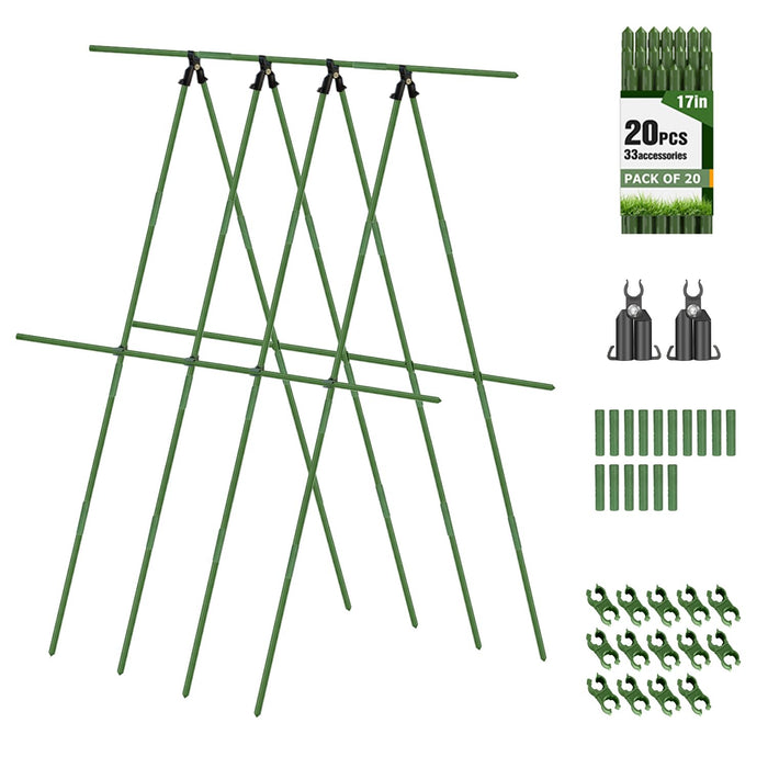 Joyhalo 20 Pack 17in Modular Garden Trellis Kit Green for Tomatoes Grapes by Deal US