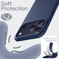 Silicone Case for iPhone 17 Pro Dark Blue Shockproof Soft Touch Protective Cover by Merch Section
