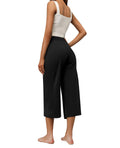 RESHE Womens Capri Pants Wide Leg Drawstring Lounge Yoga Navy Size S by Deal US