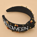 ABONDEVER Halloween Headbands Women Black Rhinestone Beaded Boo Pumpkin by Deal US