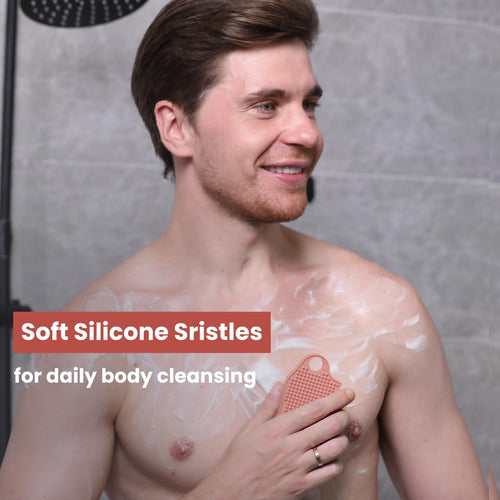 iTokGok Silicone Body Scrubber Silver-Infused Dual-Sided 3-in-1 Pink by Deal US