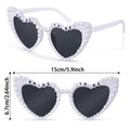 Rthjsfj White Heart Pearl Bride Sunglasses Women Wedding Bachelorette by Deal US