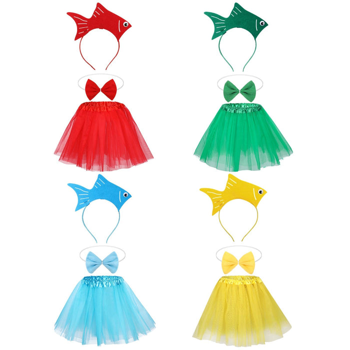 Shyyween 12 Pcs Halloween Sea Fish Costume Headband Tutu Bow Tie Size One Size by Deal US