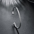 925 Silver Bangle Bracelet, Fashion Jewelry Simple Cuff Bangles for Women Mom Wi