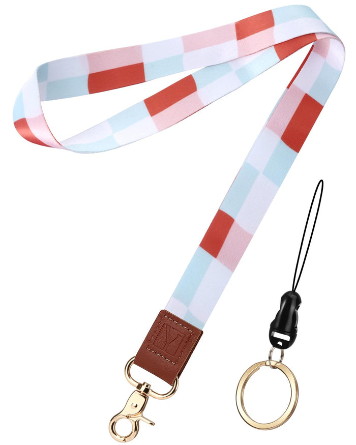YAVVOZH Soft Plaid Key Lanyard for Women Neck Id Badge Orange Size Average by Deal US