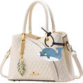 YUEAALK Blue PU Leather Bag Charm Keyring Animal Print Minimalist Womens by Deal US