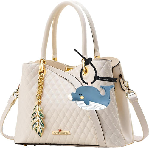 YUEAALK Blue PU Leather Bag Charm Keyring Animal Print Minimalist Womens by Deal US