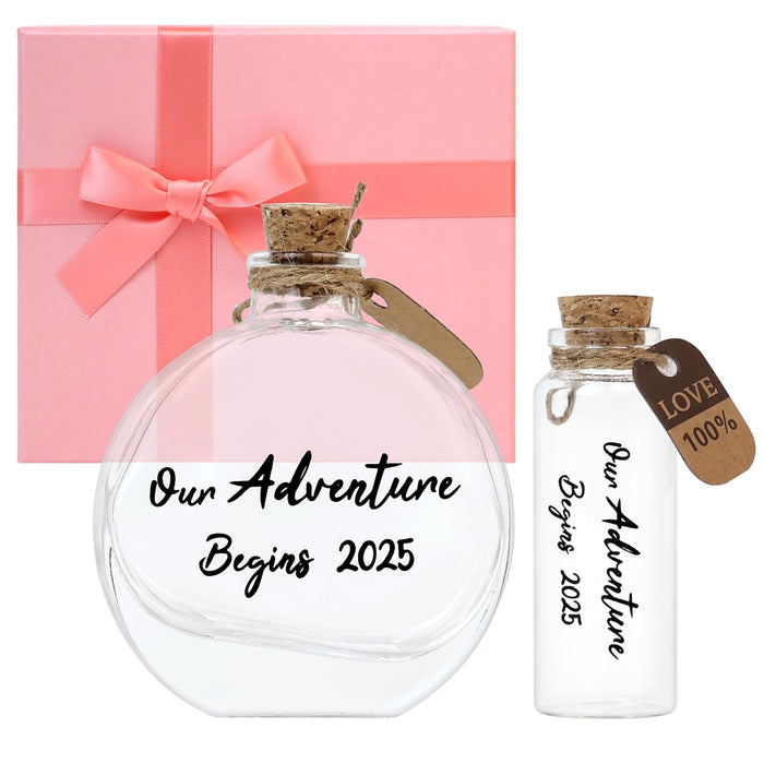 muchly 2 Pcs Honeymoon Sand Keepsake Jar Our Adventure Begins 2025 Heart by Deal US