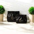 Beyond Shadow Brand Wrinkled 2-Pouch Travel Makeup Bag Black Small & Medium by Deal US