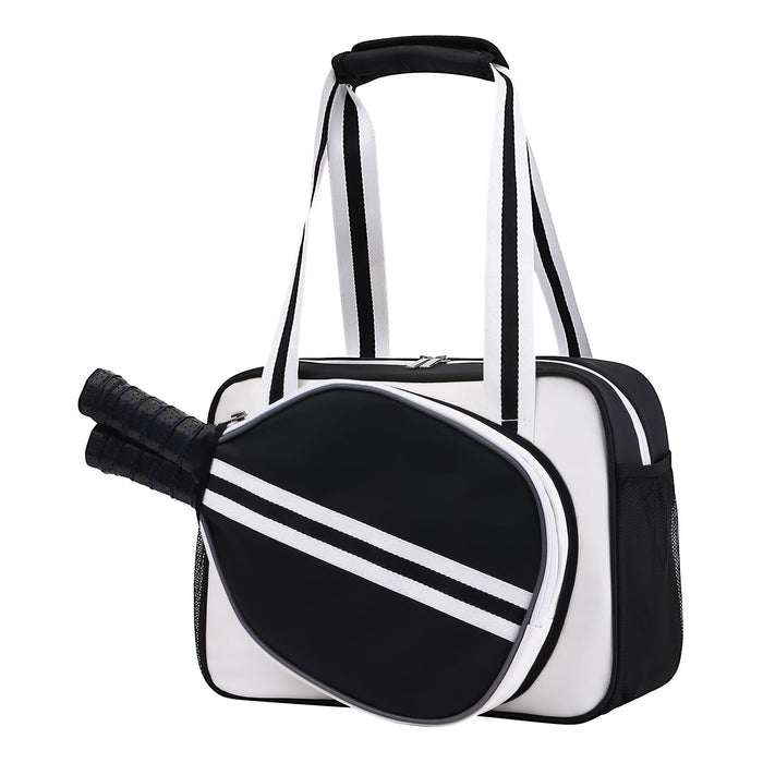 SPOENGRU PU Leather Pickleball Paddle Bag Small Black Fashion Tote by Deal US