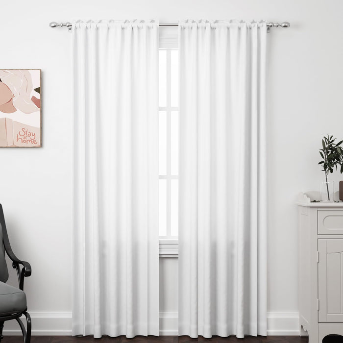 ZWARMY Kitchen Tier Curtains 84x40in White Semi Light Filtering 2Pcs by Deal US