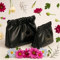 Beyond Shadow Brand Wrinkled 2-Pouch Travel Makeup Bag Black Small & Medium by Deal US