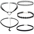 5 PCS Necklaces Choker Set Gothic Boho Moon Necklace, Moon Necklaces for Women,L