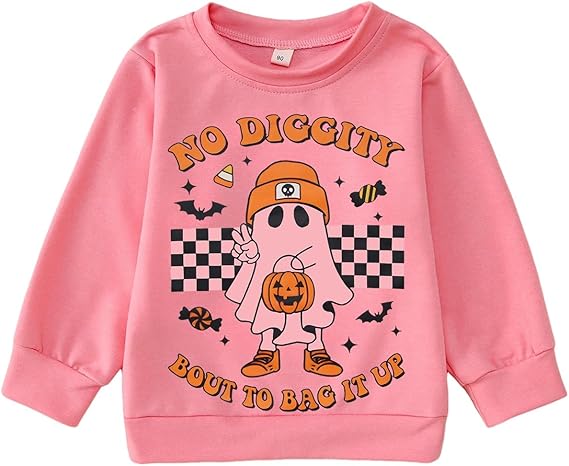 KEKEMI Halloween Toddler Crewneck Sweatshirt Pumpkin Ghost Pink Size 2-3T by Deal US