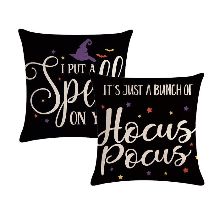 7COLORROOM Halloween Pillow Covers Set of 2 Black 18x18in Polyester by Deal US