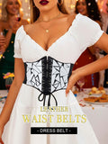 Asooll Punk Black Leather Corset Belt Lace Up Sequin Waist Belt Size S by Deal US