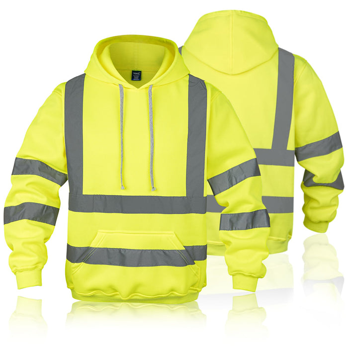 RadiantGear Hi-Vis Safety Hoodie Class 3 Reflective Yellow Size M by Deal US